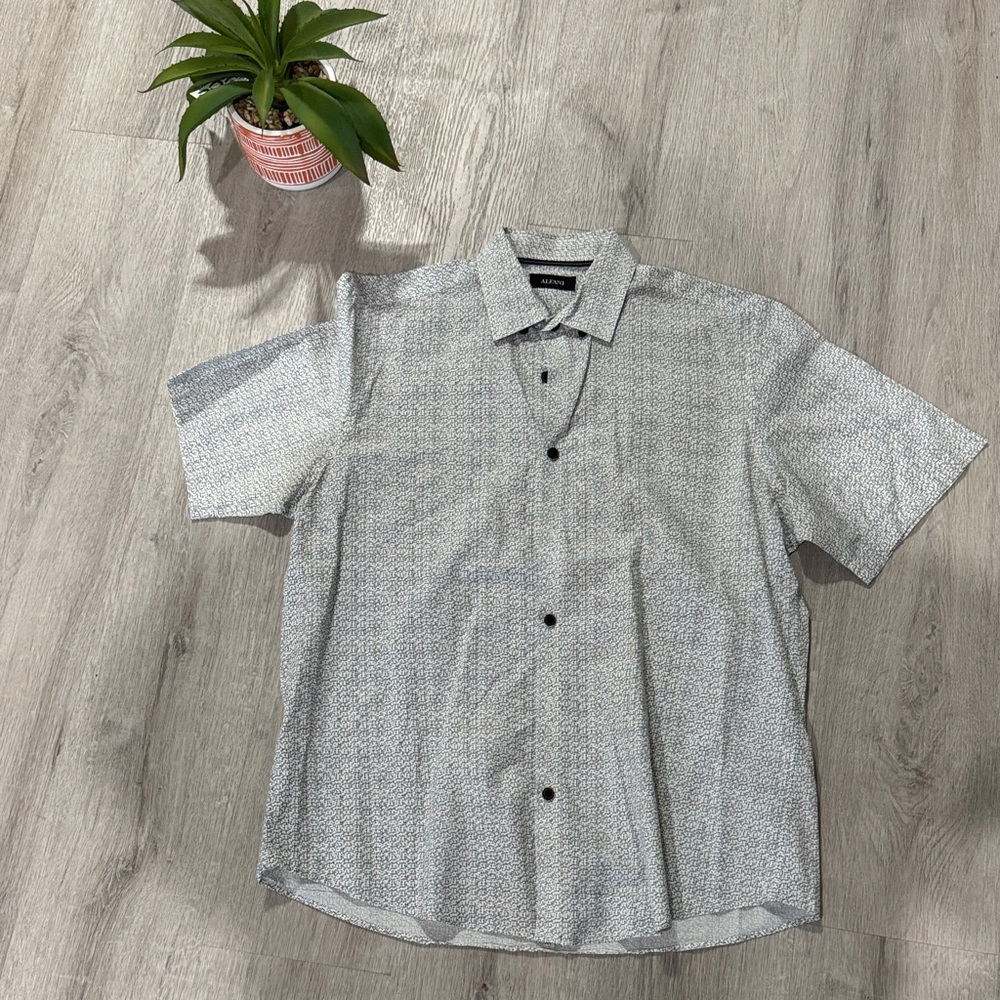 Alfani Black and White Casual Button Down Shirt